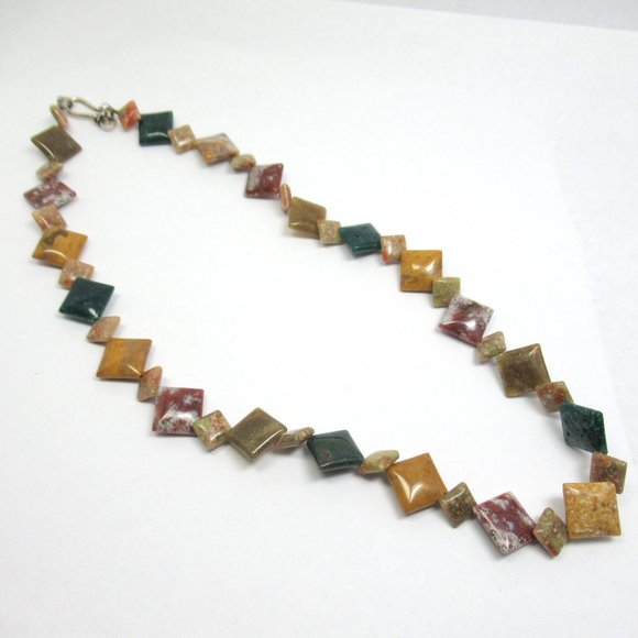 Jasper diamond bead gemstone necklace - Picture 6 of 9